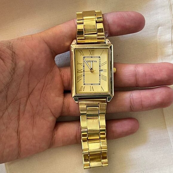 Other - gold style square stainless steel geneva gold luxury watch